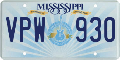 MS license plate VPW930