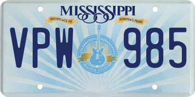 MS license plate VPW985
