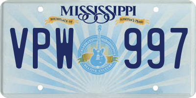 MS license plate VPW997