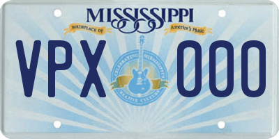 MS license plate VPX000
