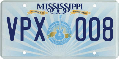 MS license plate VPX008