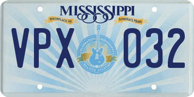MS license plate VPX032