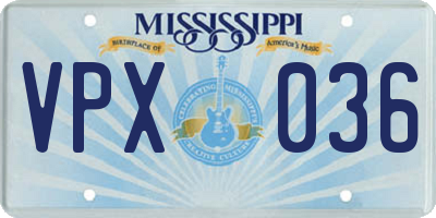 MS license plate VPX036
