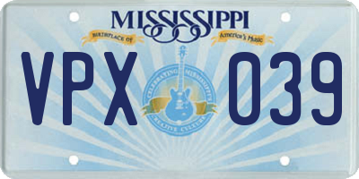 MS license plate VPX039