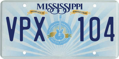 MS license plate VPX104