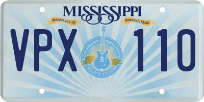MS license plate VPX110