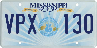 MS license plate VPX130