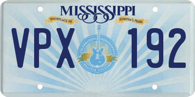 MS license plate VPX192