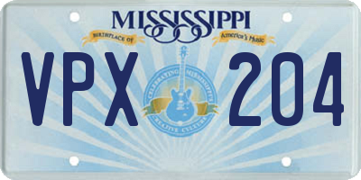 MS license plate VPX204