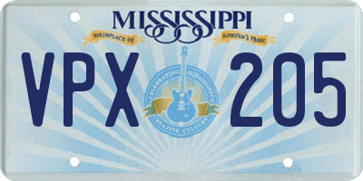 MS license plate VPX205