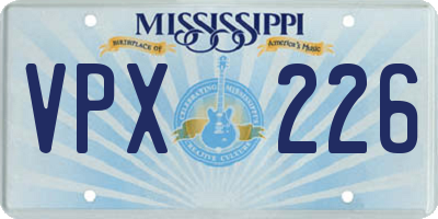 MS license plate VPX226