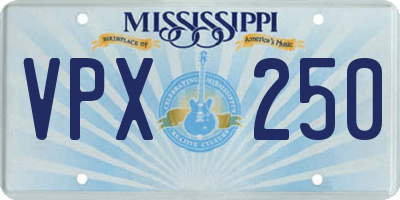 MS license plate VPX250