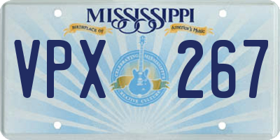 MS license plate VPX267
