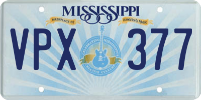 MS license plate VPX377