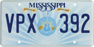 MS license plate VPX392