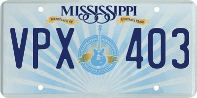 MS license plate VPX403