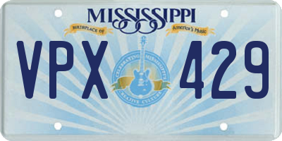MS license plate VPX429