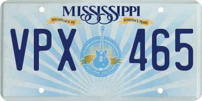 MS license plate VPX465