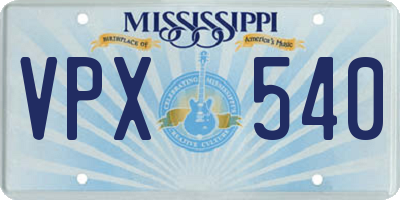 MS license plate VPX540