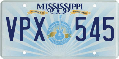 MS license plate VPX545
