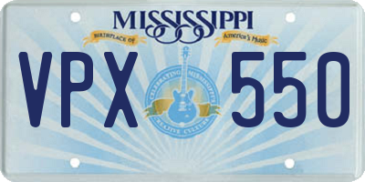 MS license plate VPX550