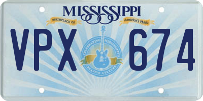 MS license plate VPX674