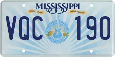 MS license plate VQC190