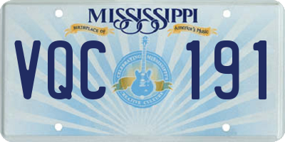MS license plate VQC191