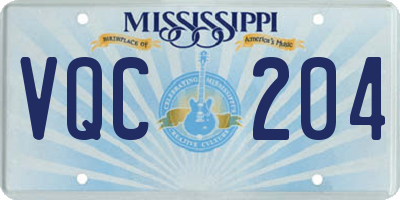 MS license plate VQC204