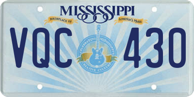 MS license plate VQC430