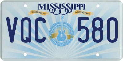 MS license plate VQC580
