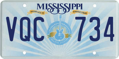 MS license plate VQC734
