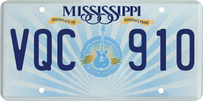MS license plate VQC910