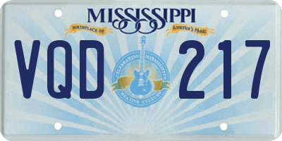 MS license plate VQD217