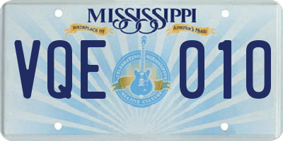 MS license plate VQE010
