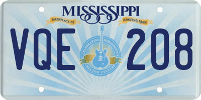 MS license plate VQE208