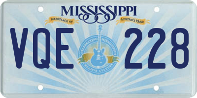 MS license plate VQE228