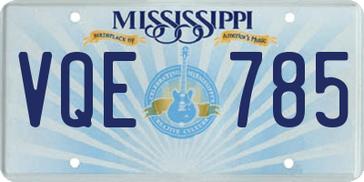 MS license plate VQE785