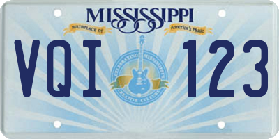 MS license plate VQI123