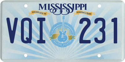 MS license plate VQI231