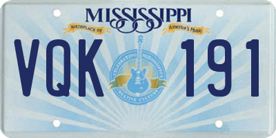 MS license plate VQK191