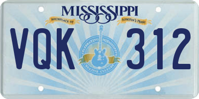 MS license plate VQK312