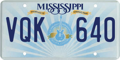 MS license plate VQK640