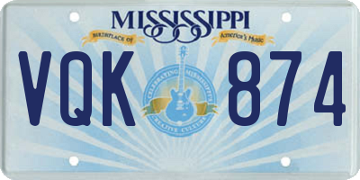 MS license plate VQK874