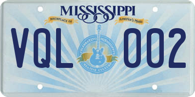 MS license plate VQL002