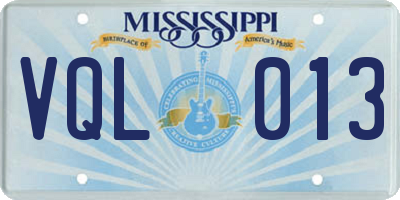 MS license plate VQL013