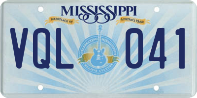 MS license plate VQL041