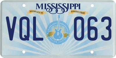 MS license plate VQL063