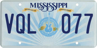 MS license plate VQL077