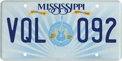 MS license plate VQL092